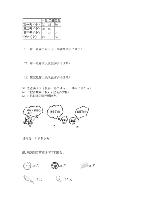 小学二年级上册数学应用题100道精品（名师推荐）.docx