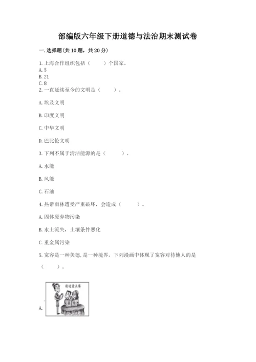 部编版六年级下册道德与法治期末测试卷含答案（研优卷）.docx