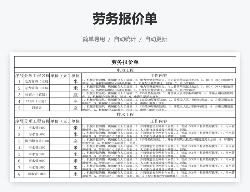 劳务报价单