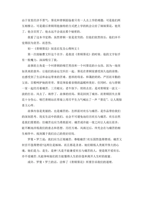 初一《青铜葵花》阅读启发及心得例文.docx