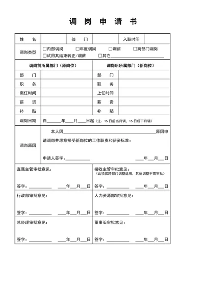 调岗申请书