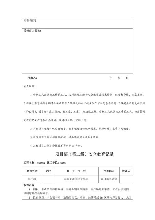 建筑企业三级安全教育记录及表格.docx