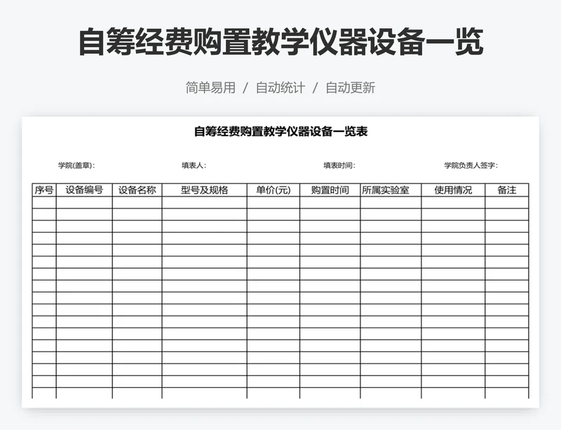 自筹经费购置教学仪器设备一览