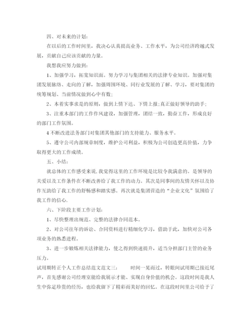精编之试用期转正个人工作总结范文.docx