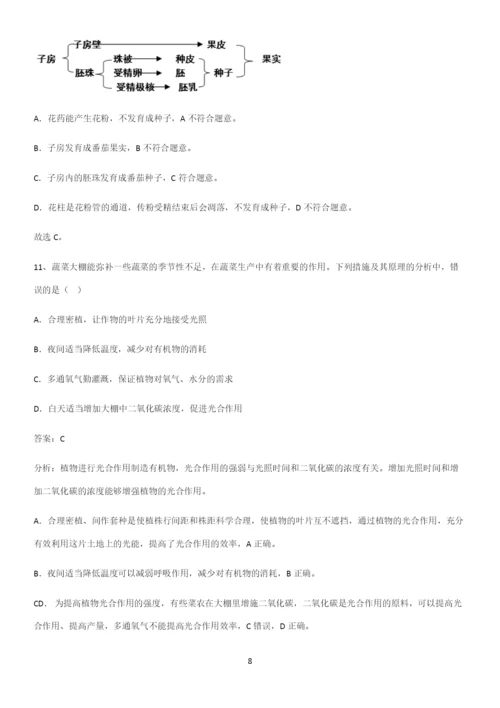 人教版2023初中生物七年级上册第三单元生物圈中的绿色植物解题方法技巧.docx