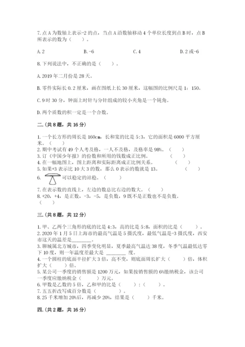 人教版六年级数学小升初试卷及答案（夺冠系列）.docx