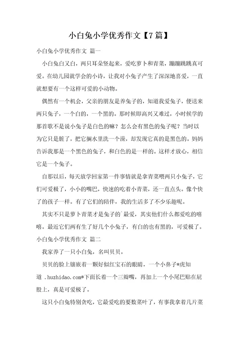 小白兔小学优秀作文7篇