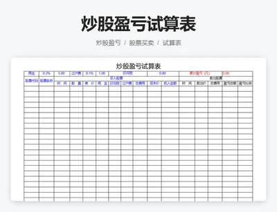 炒股盈亏试算表