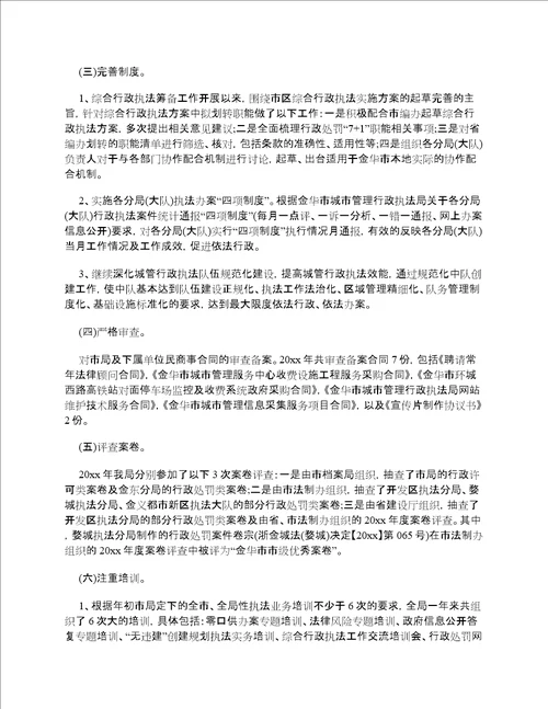 城管局依法行政工作总结2022