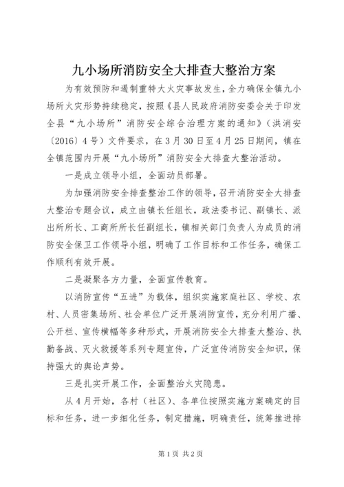 九小场所消防安全大排查大整治方案.docx