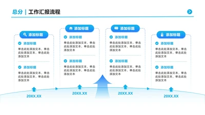 蓝色渐变箭头总分PPT单页