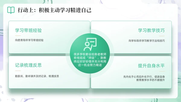 绿色水彩简约新教师成长工作总结新教师培训