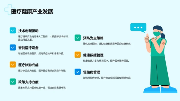 蓝色插画风医疗健康知识宣传PPT模板