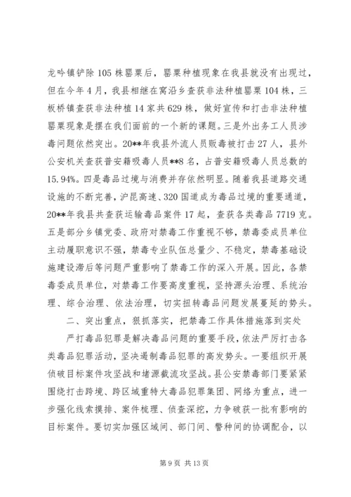 副县长在全县禁毒工作会议上的讲话_1.docx