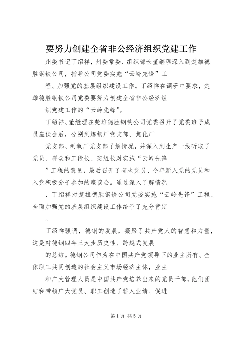 要努力创建全省非公经济组织党建工作.docx