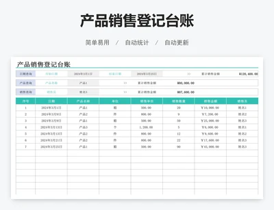产品销售登记台账