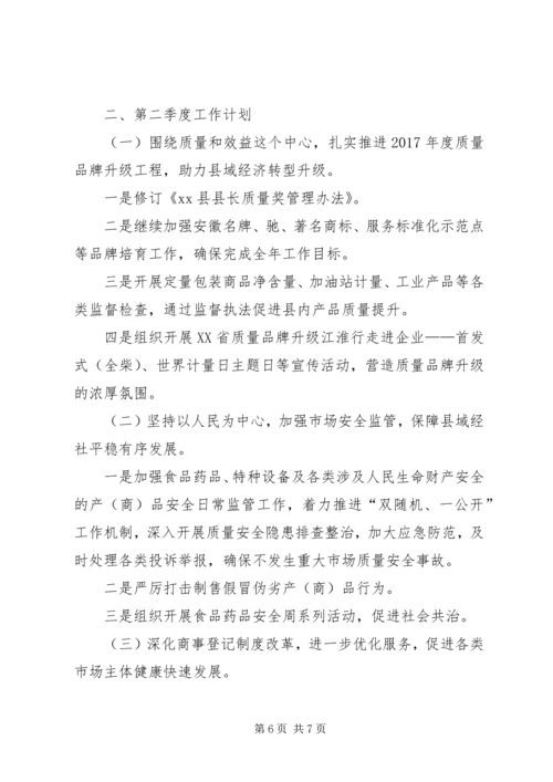 市场监管局XX年第一季度工作总结和第二季度工作计划 (2).docx