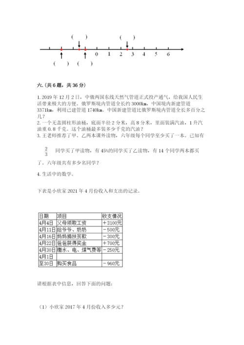 小学六年级数学毕业试题及答案【易错题】.docx