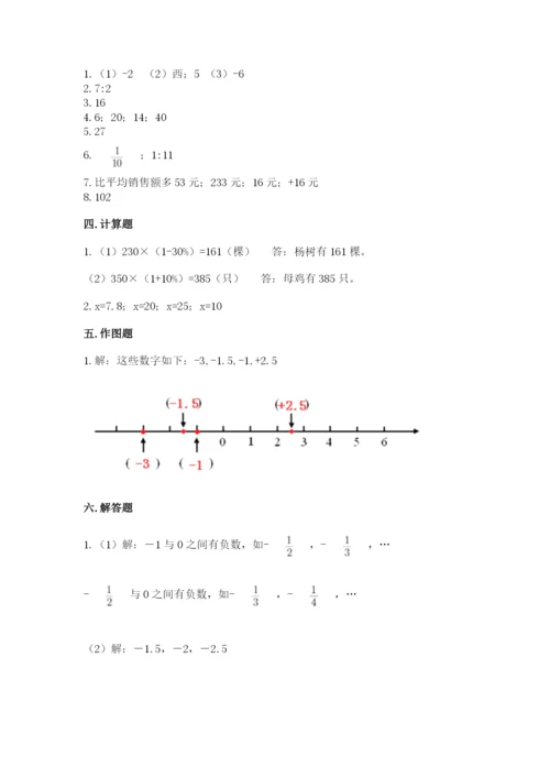 东安县六年级下册数学期末测试卷完整版.docx