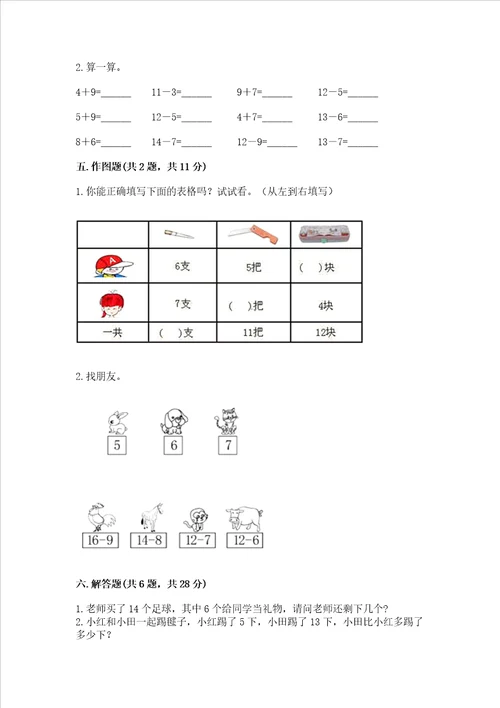 北师大版一年级下册数学第一单元 加与减一 测试卷研优卷