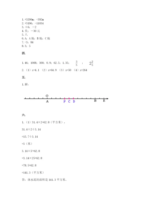 人教版数学小升初模拟试卷附完整答案（名师系列）.docx