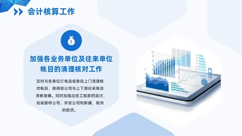 蓝色简约风形状向上线条财务年终总结汇报PPT模板