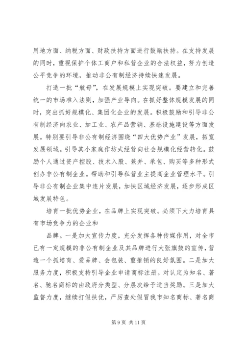 在全市发展非公有制经济工作暨表彰大会上的讲.docx