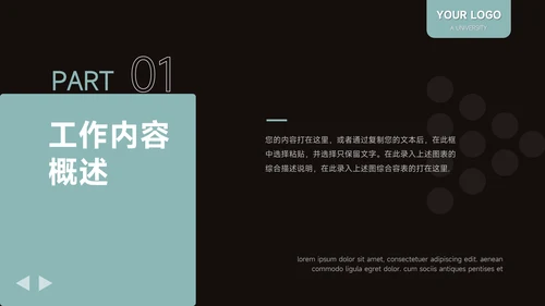 绿色暗色简洁年终总结汇报PPT模板