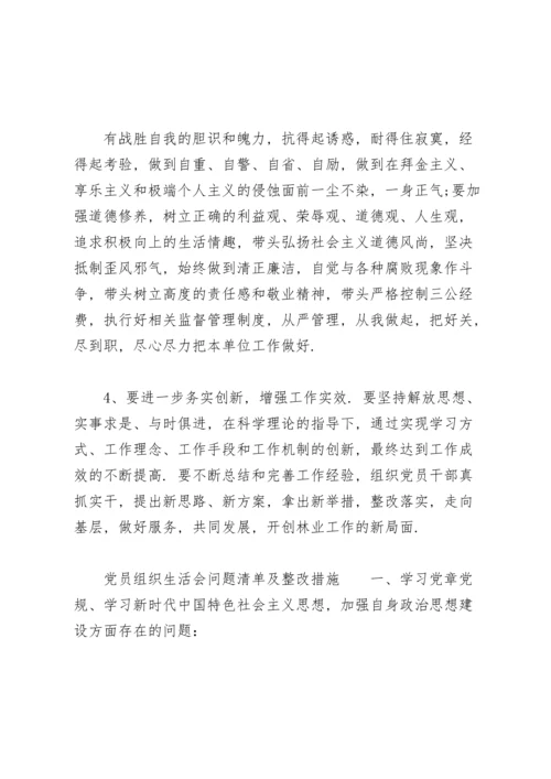 党员组织生活会问题清单及整改措施.docx