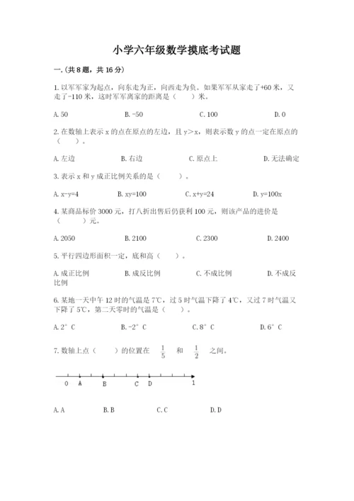 小学六年级数学摸底考试题及参考答案（研优卷）.docx