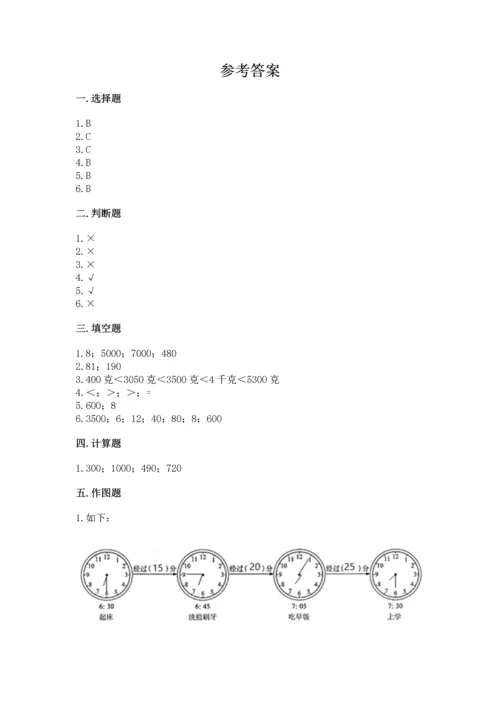 人教版三年级上册数学期中测试卷带答案（研优卷）.docx