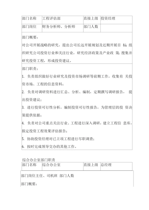 私募股权投资基金管理公司部门划分与职责.docx