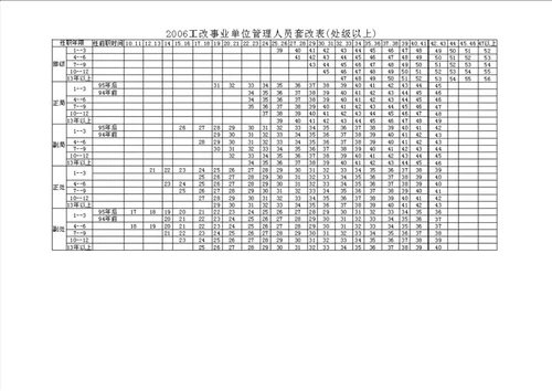 2006年事业单位工资改革工资标准表与套改表