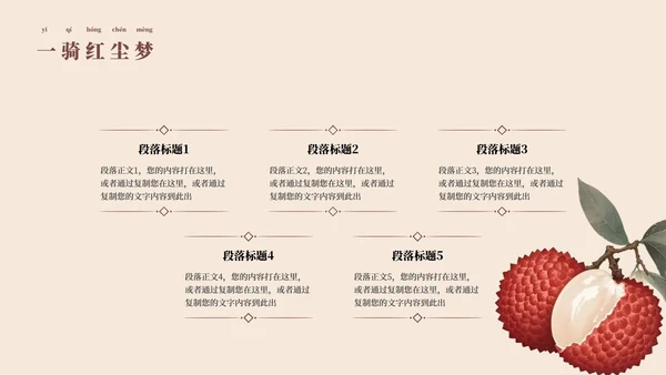 中国风工笔画《长安的荔枝》读书分享PPT模板