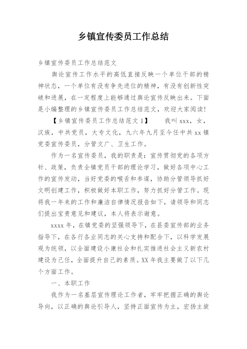 乡镇宣传委员工作总结.docx