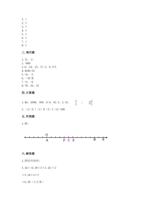 北师大版小学六年级下册数学期末综合素养测试卷精品【模拟题】.docx