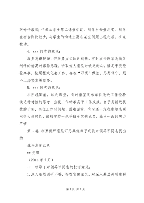 学校相互批评意见汇总.docx