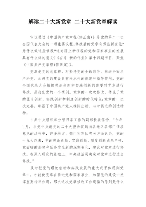 解读二十大新党章 二十大新党章解读.docx