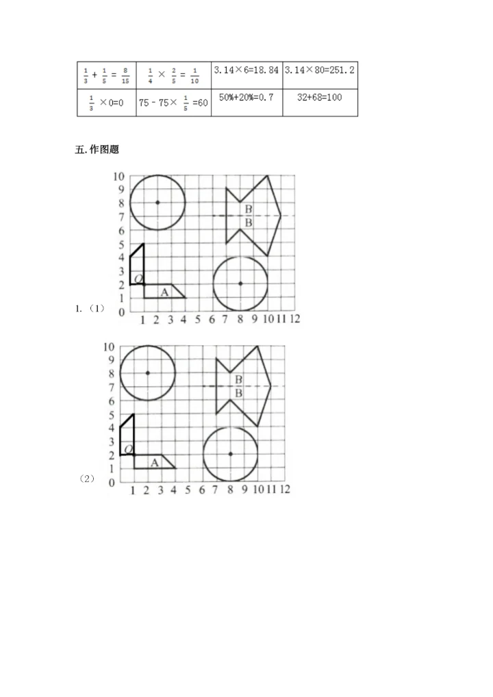 小学六年级上册数学期末测试卷（达标题）word版.docx