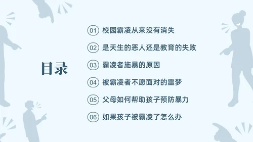 蓝色简约大学校园欺凌PPT培训课件