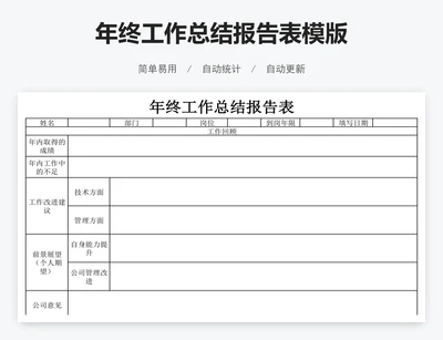 年终工作总结报告表模版