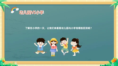 绿色黑板风卡通儿童幼小衔接幼儿园活动课幼小衔接家长会