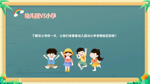 绿色黑板风卡通儿童幼小衔接幼儿园活动课幼小衔接家长会