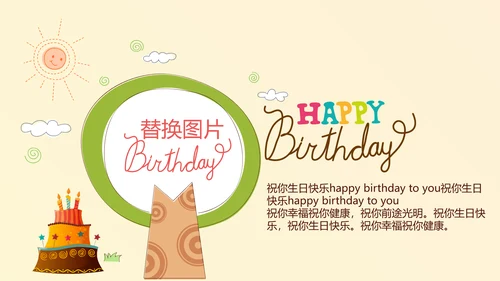 橙色生日快乐电子相册动态PPT模板