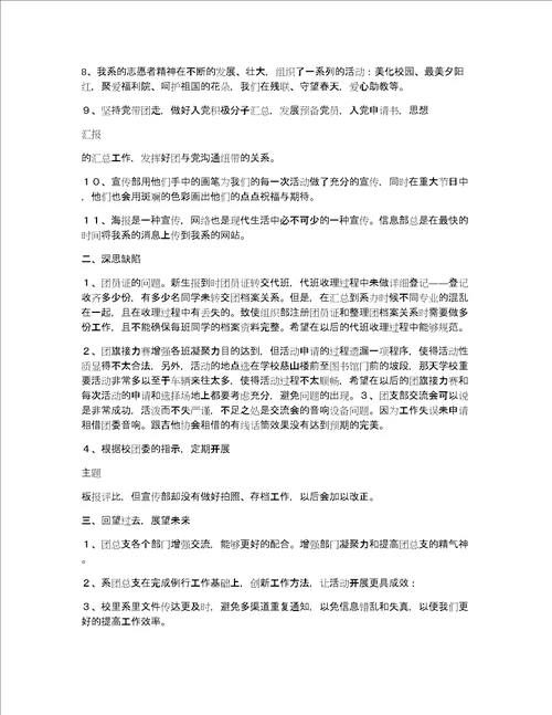 团总支工作总结范文