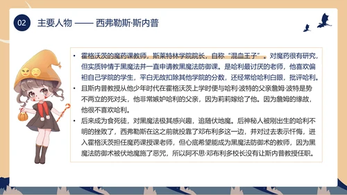 黄色蓝色卡通风哈利波特PPT模板电影