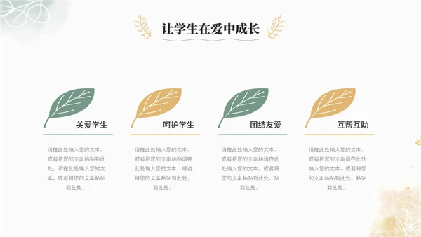小清新水彩风植物花卉班主任经验交流分享老师ppt模板