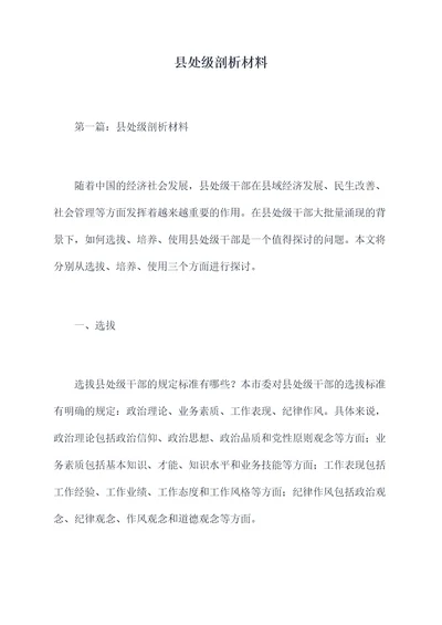 县处级剖析材料