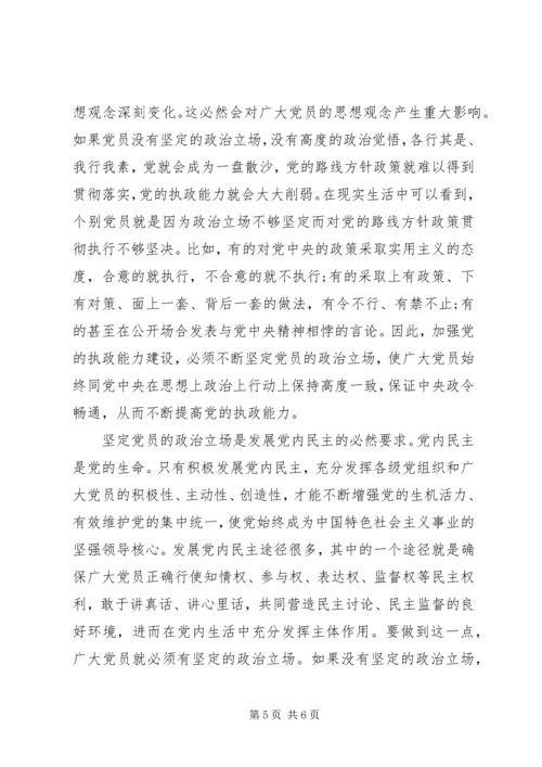 党员的政治立场学习心得.docx