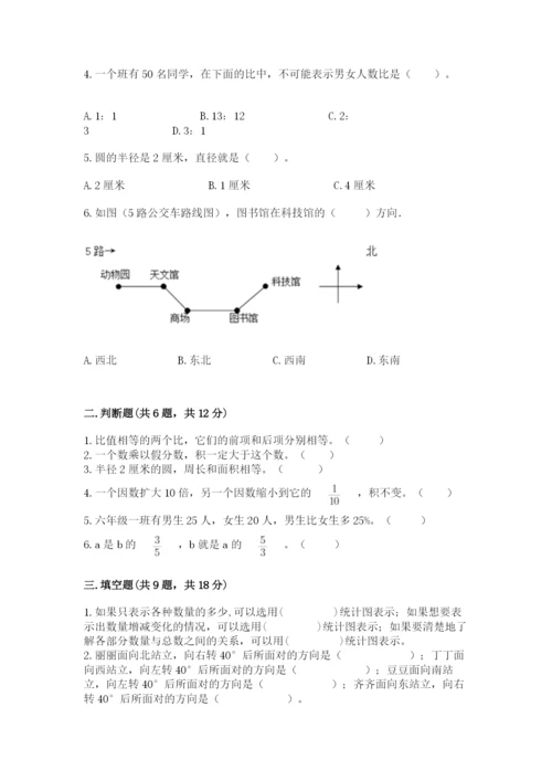 人教版六年级上册数学期末测试卷精品（考试直接用）.docx